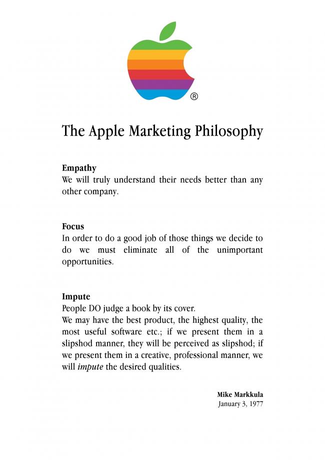 Apples markedsføringsfilosofi, 1977